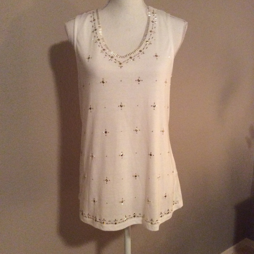 White sleeveless top